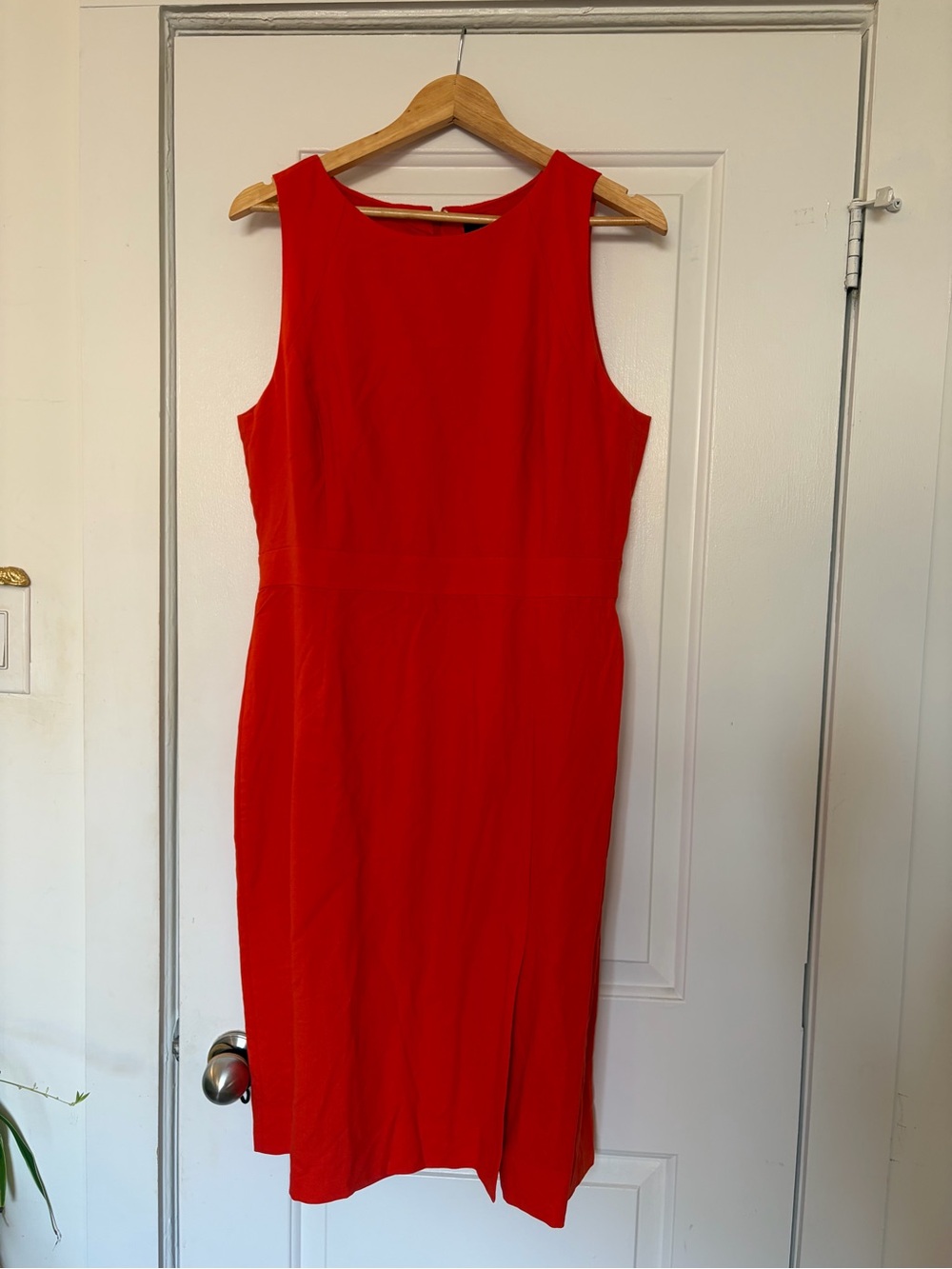J. Crew Sleeveless Orange-Red Midi Sheath Dress